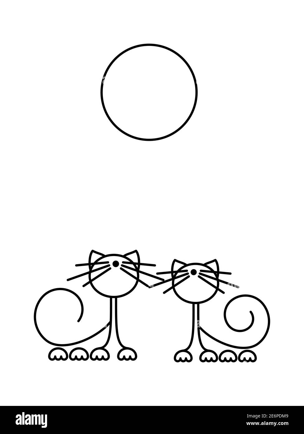 Joyeux Cats Silhouettes. Imprimé chat. Illustration minimaliste Art Vector. Illustration de Vecteur