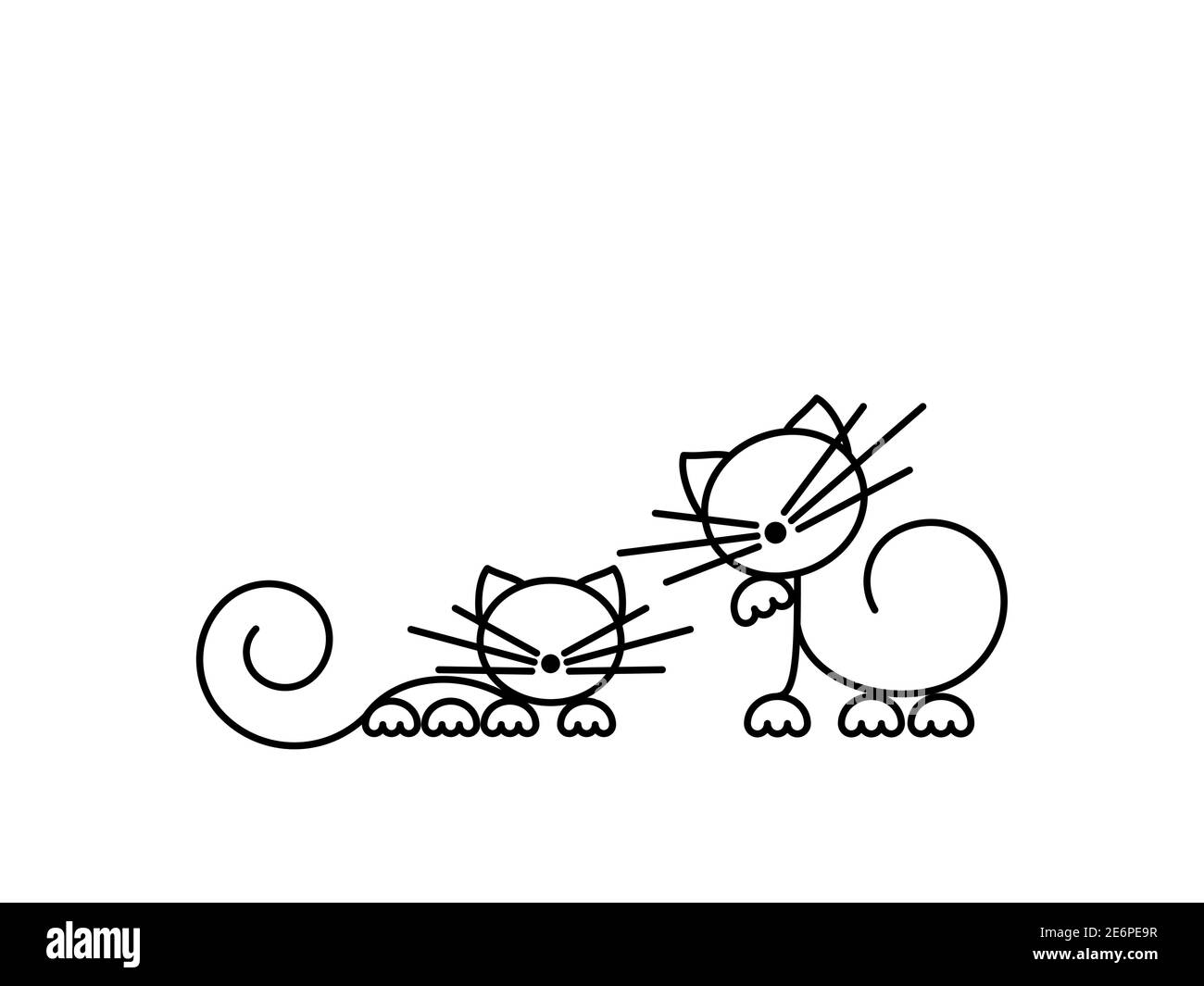Joyeux Cats Silhouettes. Imprimé chat. Illustration minimaliste Art Vector. Illustration de Vecteur
