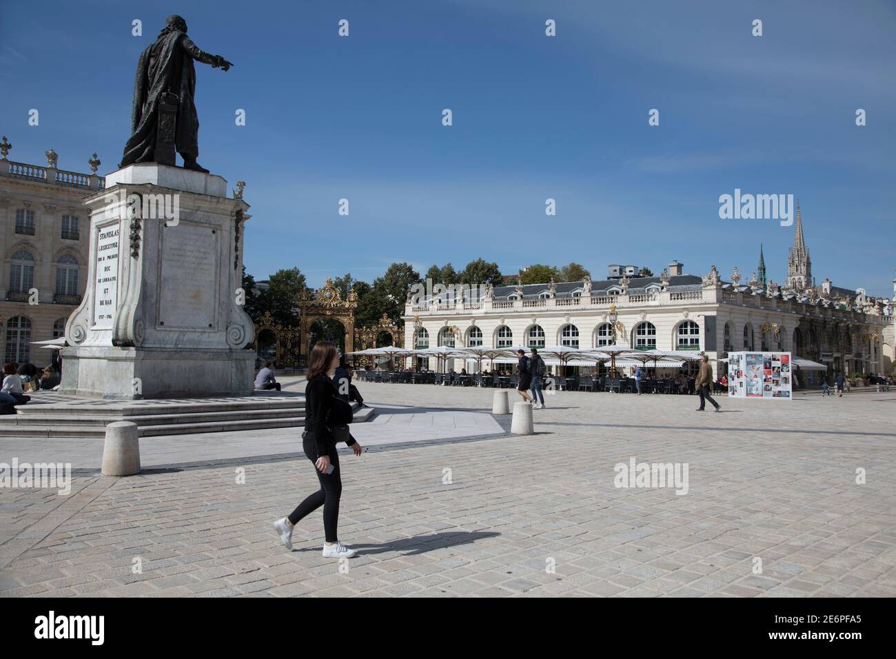 La place Stanislas et la statue de Stanislas Leszczynski Duc de Lorraine 1737 - 1766 à Nancy, Lorraine France Banque D'Images