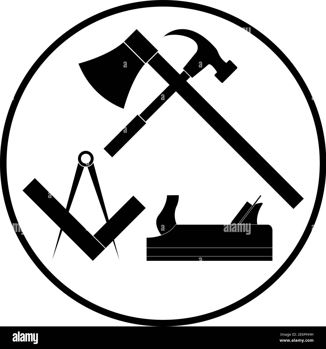 Couvreur, outils, icône de charpentier, charpentier, logo, autocollant, arrière-plan Illustration de Vecteur