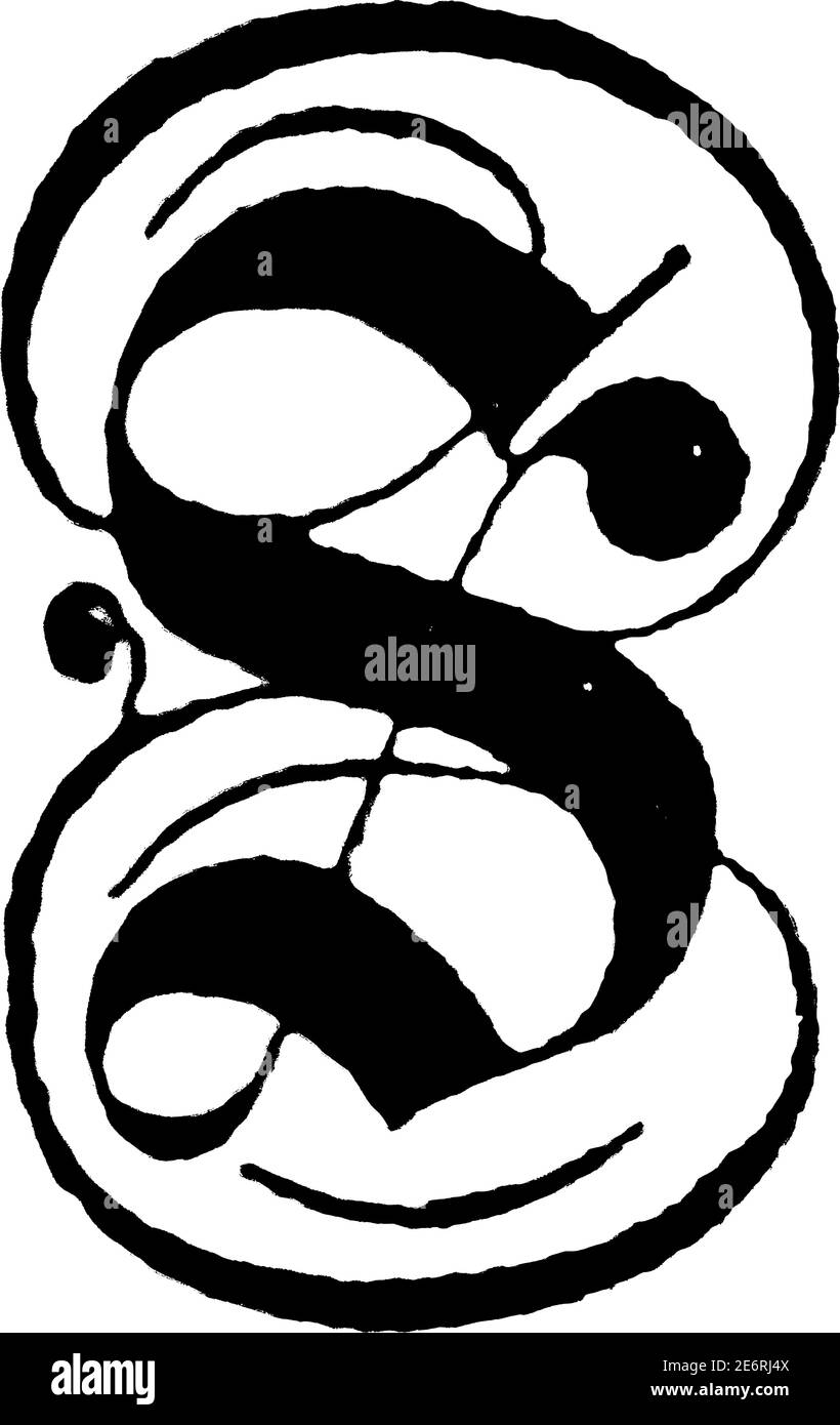 Lettre majuscule décorative S. gravure ancienne ou illustration de dessin au trait. Illustration de Vecteur