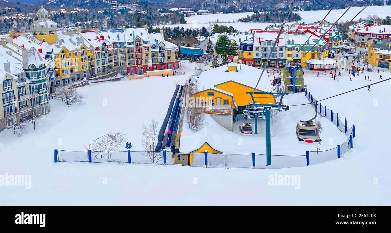 Village de Mont Tremblant en hiver, Québec, Canada Banque D'Images