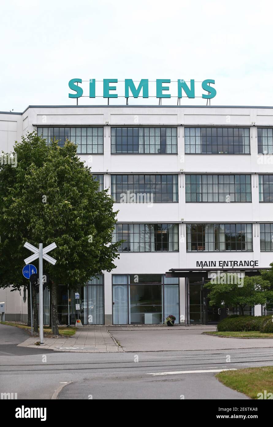 FINSPÅNG, SUÈDE- 8 AOÛT 2017: Siemens Industrial Turbomachinery AB (SIT AB), dont le siège est situé à Finspång, fabrique et assure la maintenance de turbines à gaz. Banque D'Images