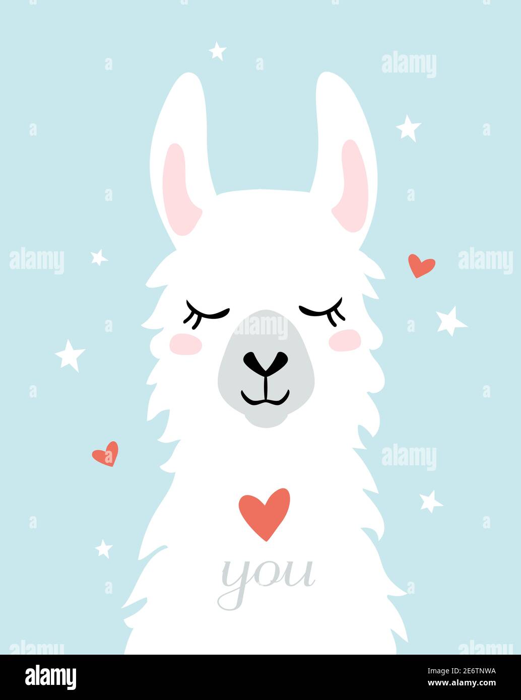 Llama Alpaca, illustration de la carte de Saint-Valentin. Résumé, Albino, animal, cheveux d'animaux, faune animale Illustration de Vecteur