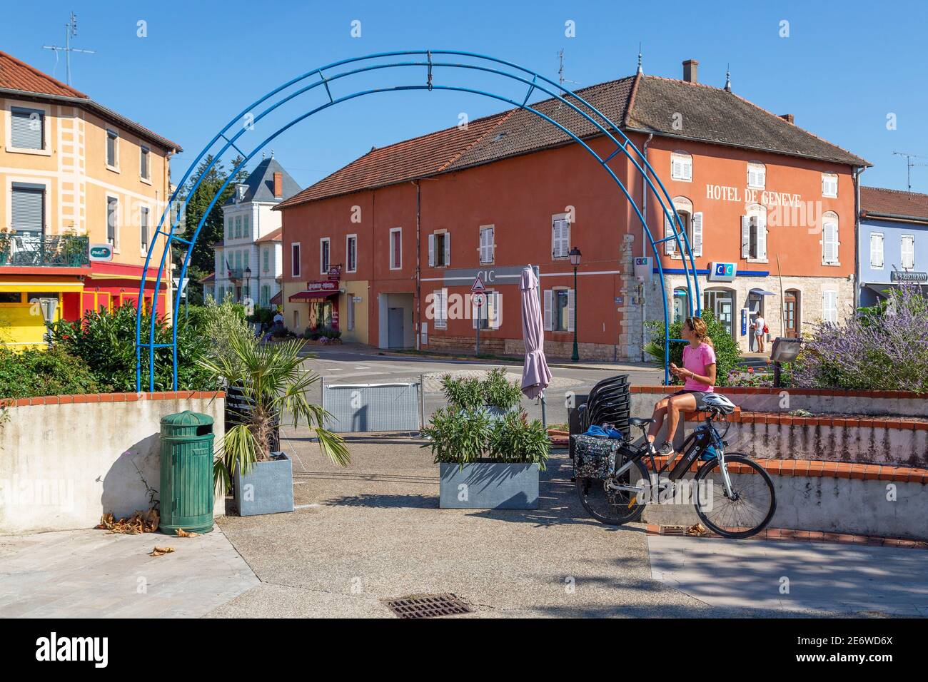 France, Ain, Vonnas, vélo de voyage électrique Banque D'Images