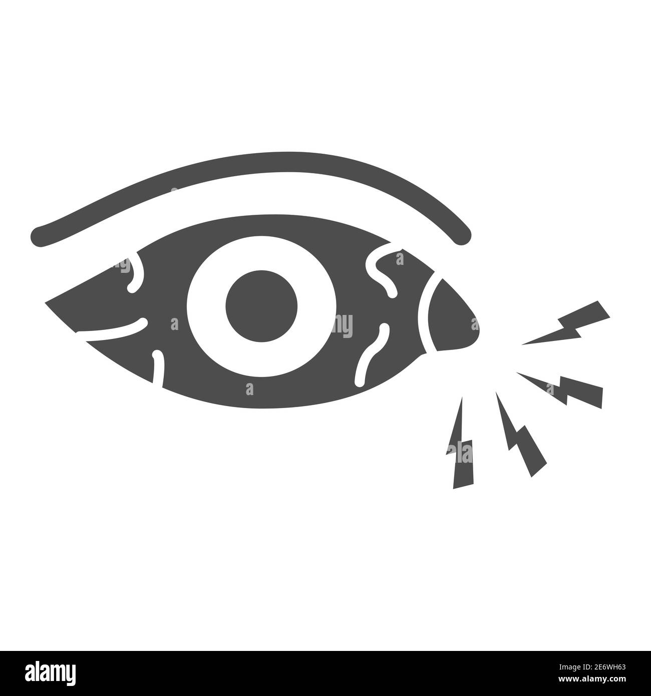 Douleur et infection oculaires icône solide, maladie et blessure concept, signe de mal d'yeux sur fond blanc, rougeur de l'icône des yeux dans le style glyphe pour mobile Illustration de Vecteur