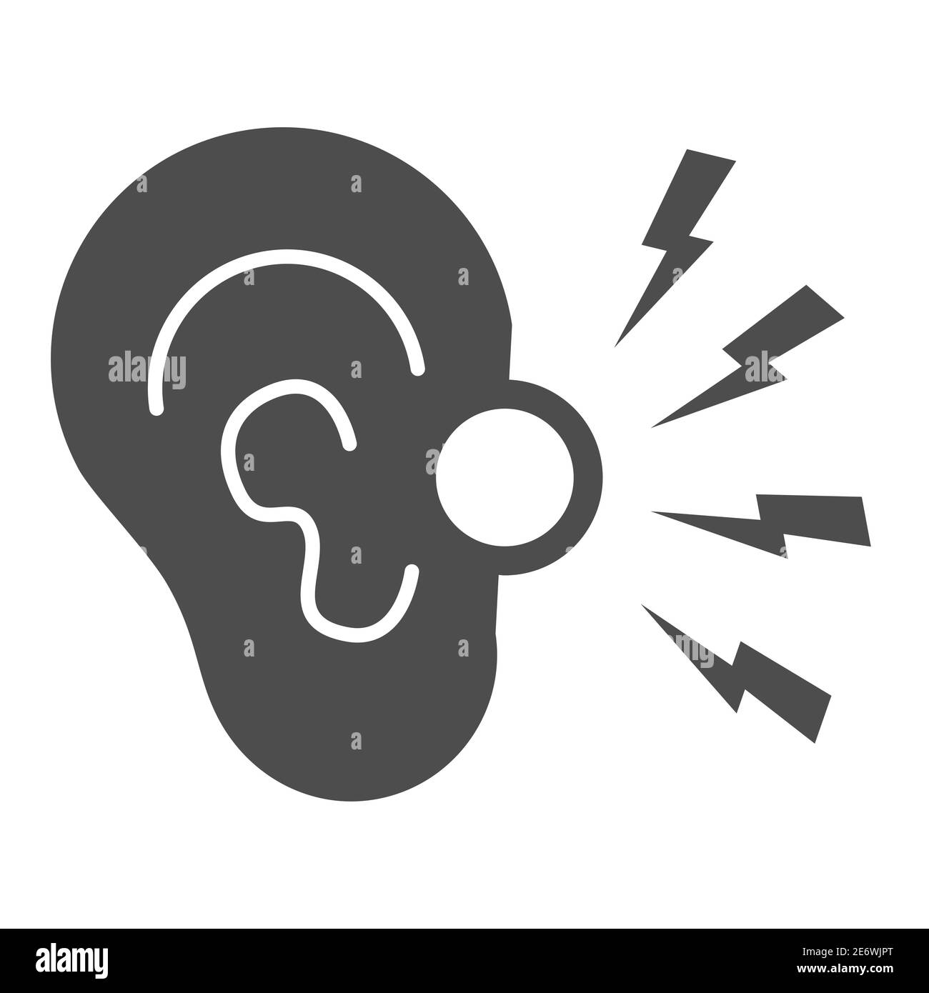 Contour d'oreille icône solide, concept de maladie et de blessure, signe de mal d'oreille sur fond blanc, icône d'inflammation d'oreille dans le style glyphe pour le concept mobile et le Web Illustration de Vecteur
