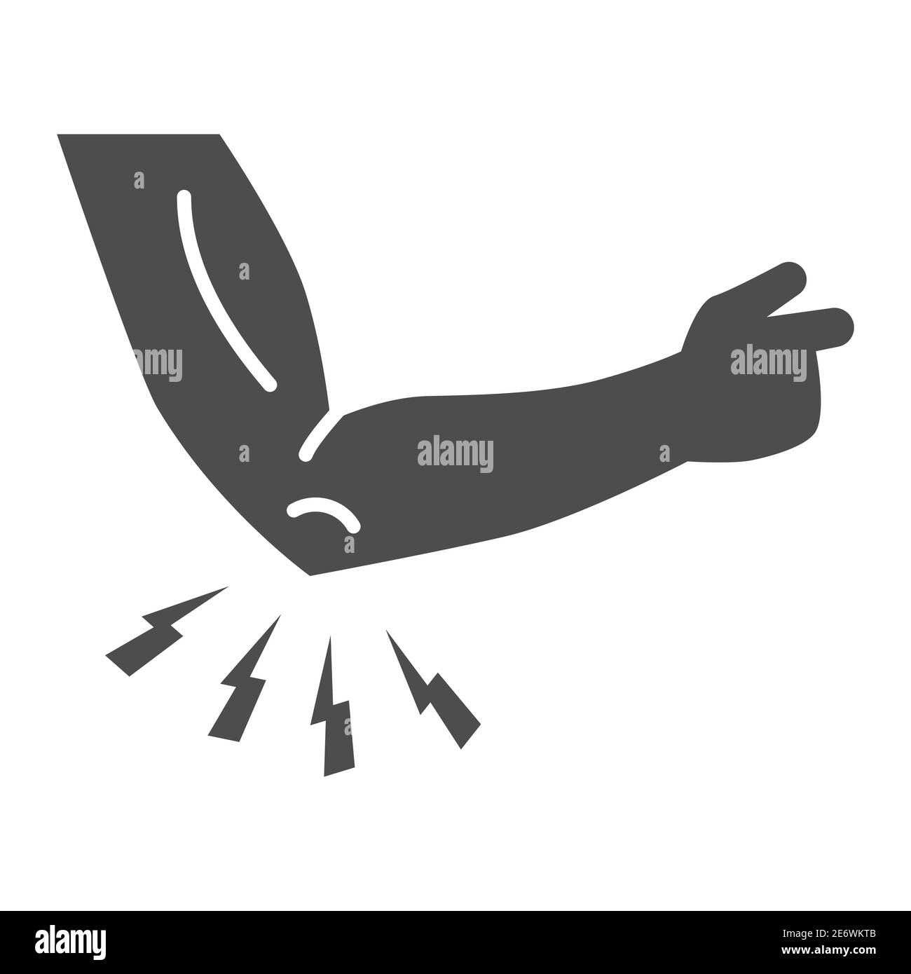 Douleur dans le coude icône solide, concept de douleur de corps, signe de douleur de coude sur fond blanc, icône de douleur de bras dans le style glyphe pour le concept mobile et la conception de Web Illustration de Vecteur