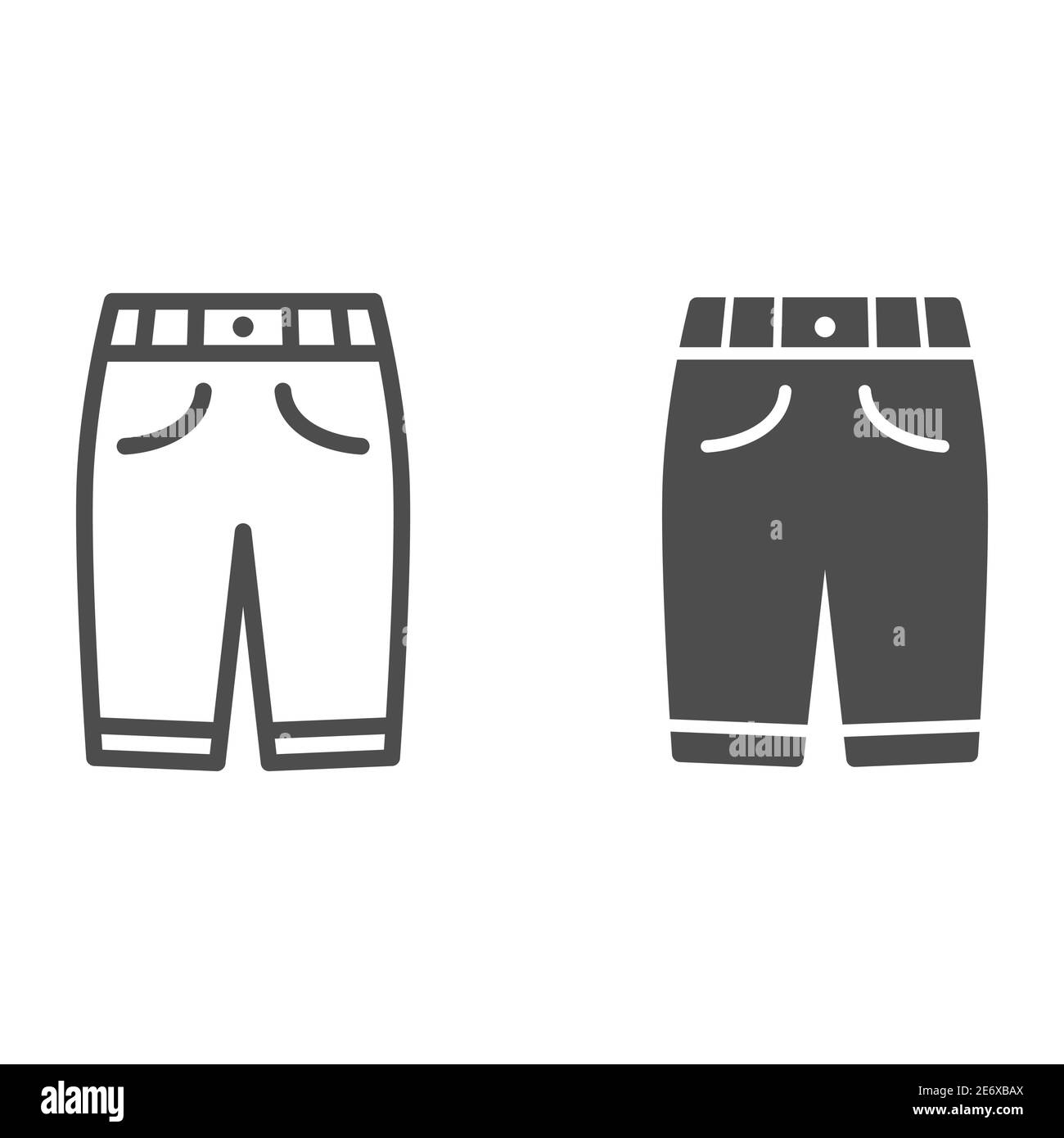 Ligne Capri et icône solide, concept de vêtements, signe de pantalon de sport homme sur fond blanc, icône de pantalon Capri dans le style de contour pour le concept mobile et le Web Illustration de Vecteur