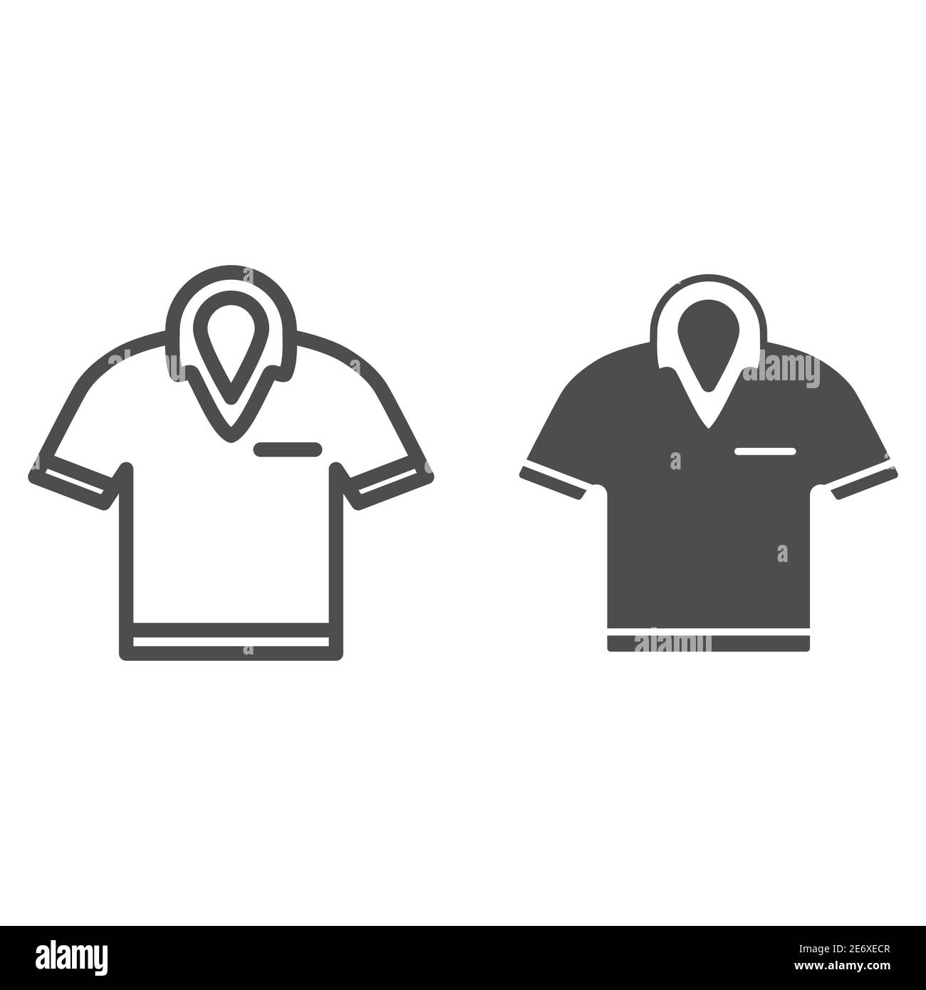 Ligne de polo de golf et icône solide, concept de golf, signe de t-shirt sur fond blanc, icône de polo dans le style de contour pour le concept mobile et le Web Illustration de Vecteur