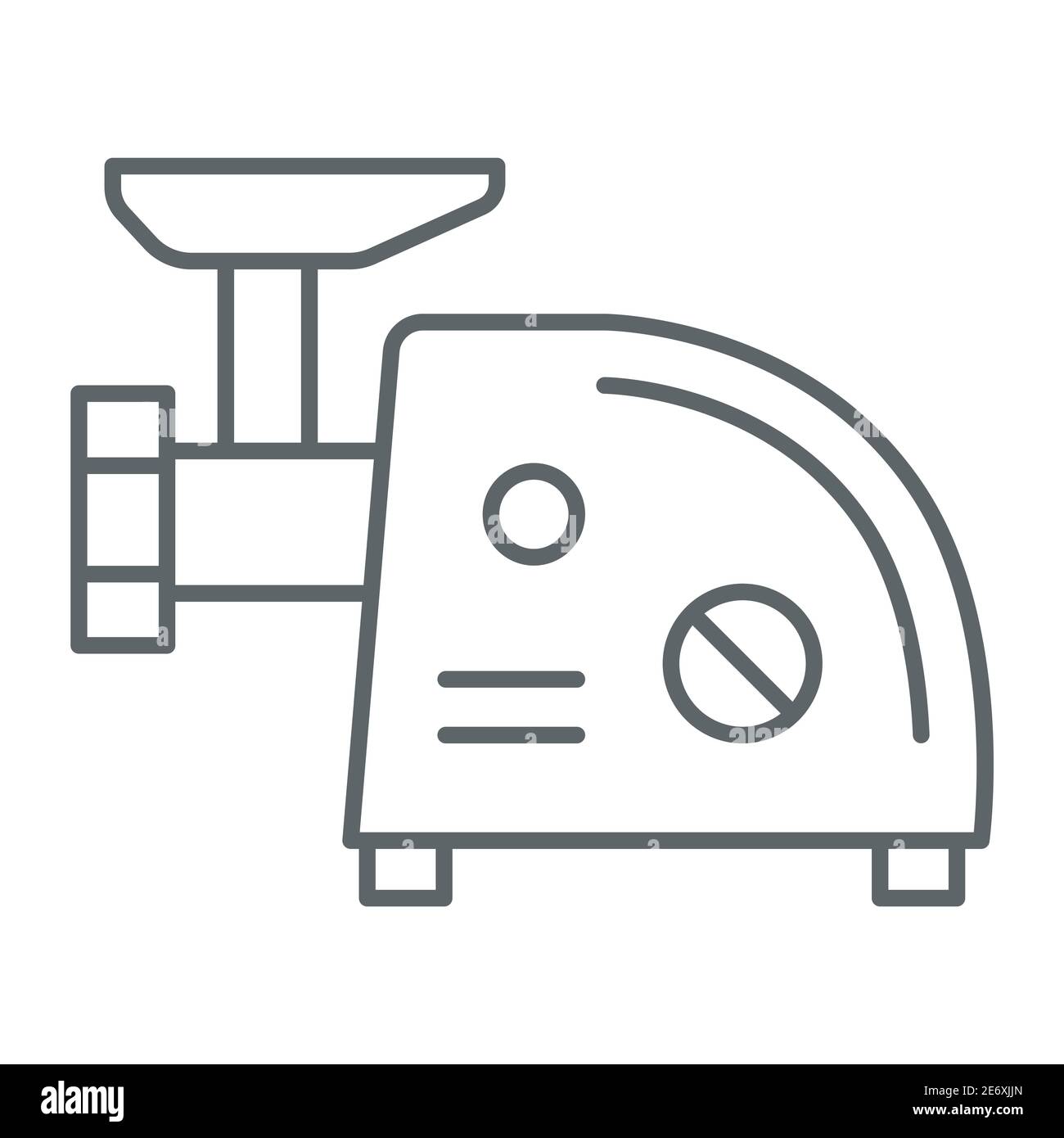 Moulin à viande électrique icône fine ligne, concept d'appareils de cuisine, enseigne de hachoir à viande sur fond blanc, icône de machine à hacher dans le style de contour pour Illustration de Vecteur