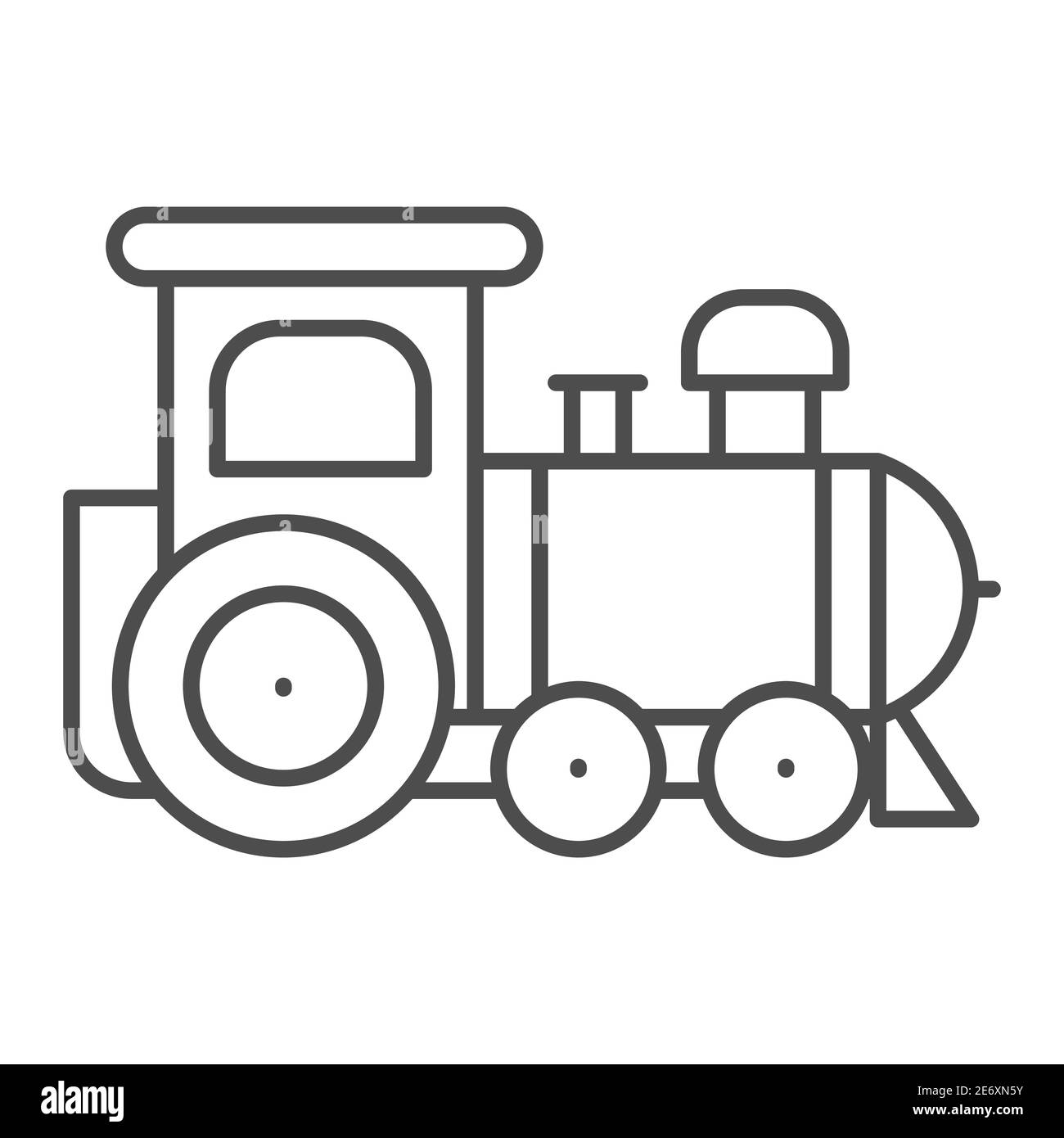 Icône de ligne mince de jouet de moteur, concept de jouets de enfants, petite affiche de train sur fond blanc, icône de jouet de locomotive dans le style de contour pour le concept mobile et le Web Illustration de Vecteur