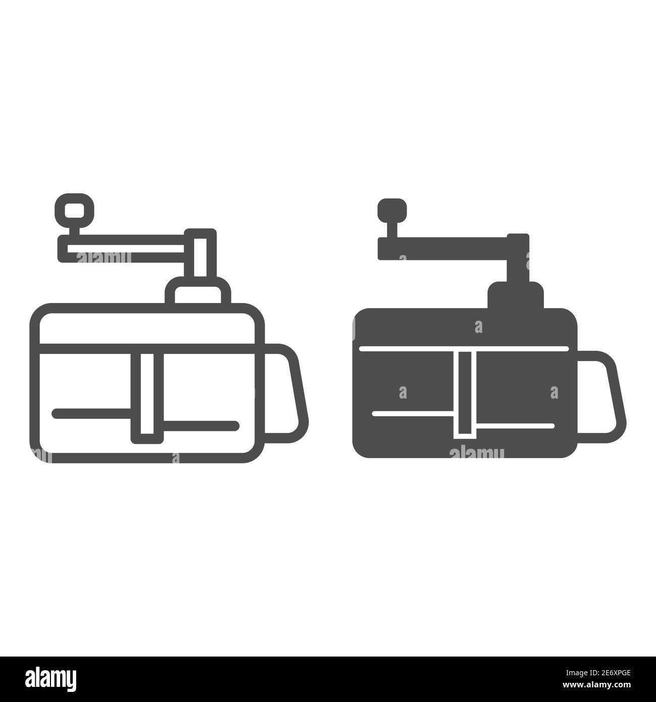 Ligne de coupe-légumes et icône solide, concept d'appareils de cuisine, panneau d'équipement électrique domestique de cuisine sur fond blanc, légumes automatiques Illustration de Vecteur