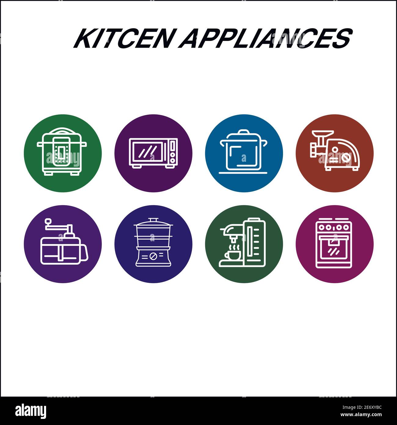 Modèle de conception graphique d'appareils de cuisine modernes. Ustensiles de cuisine Visualisation infographique en forme de bulle sur fond blanc. Vecteur créatif Illustration de Vecteur