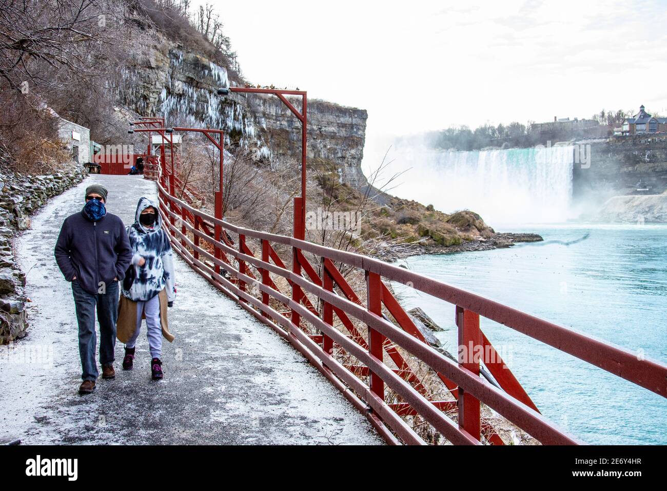 Grotte des vents en hiver, Niagara Falls, NY, États-Unis Banque D'Images