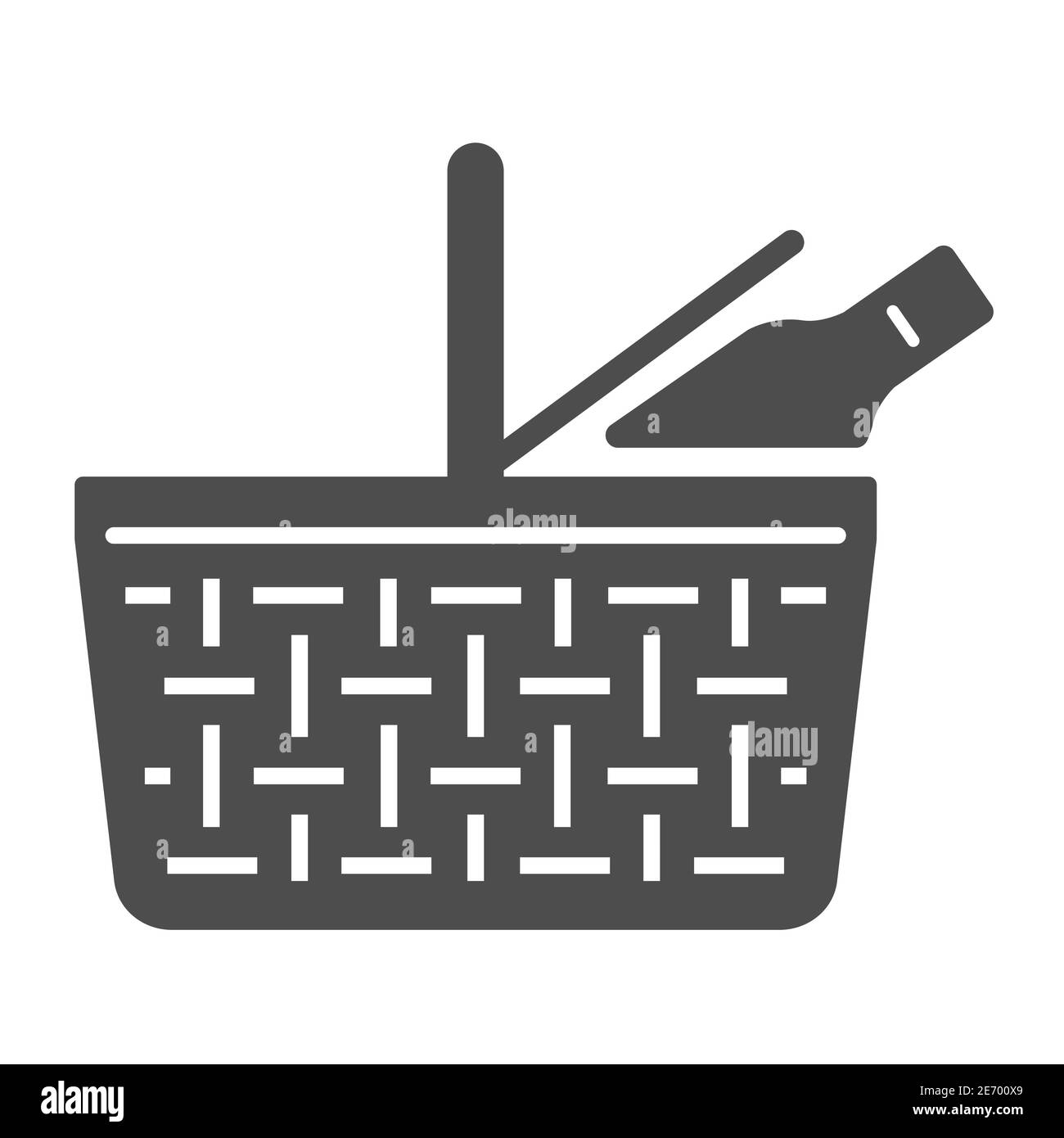 Panier de nourriture icône solide, concept pique-nique, panneau de panier de pique-nique sur fond blanc, panier de pique-nique en osier avec l'icône des produits dans le style glyphe pour mobile Illustration de Vecteur