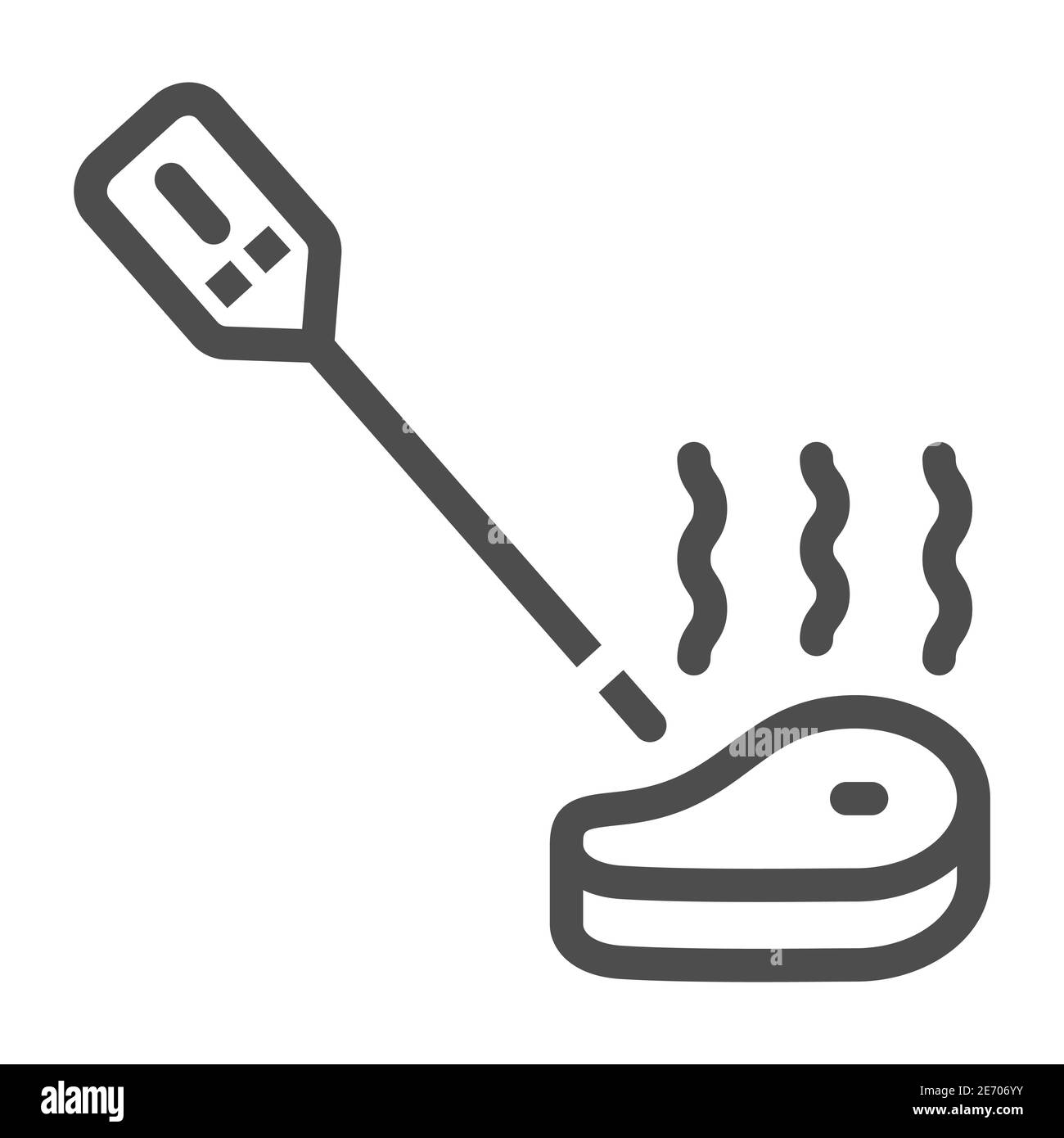 Thermomètre à viande numérique icône de ligne, BBQ concept, cuisine Smart steak thermomètre signe sur fond blanc, thermomètre pour griller icône dans le contour Illustration de Vecteur