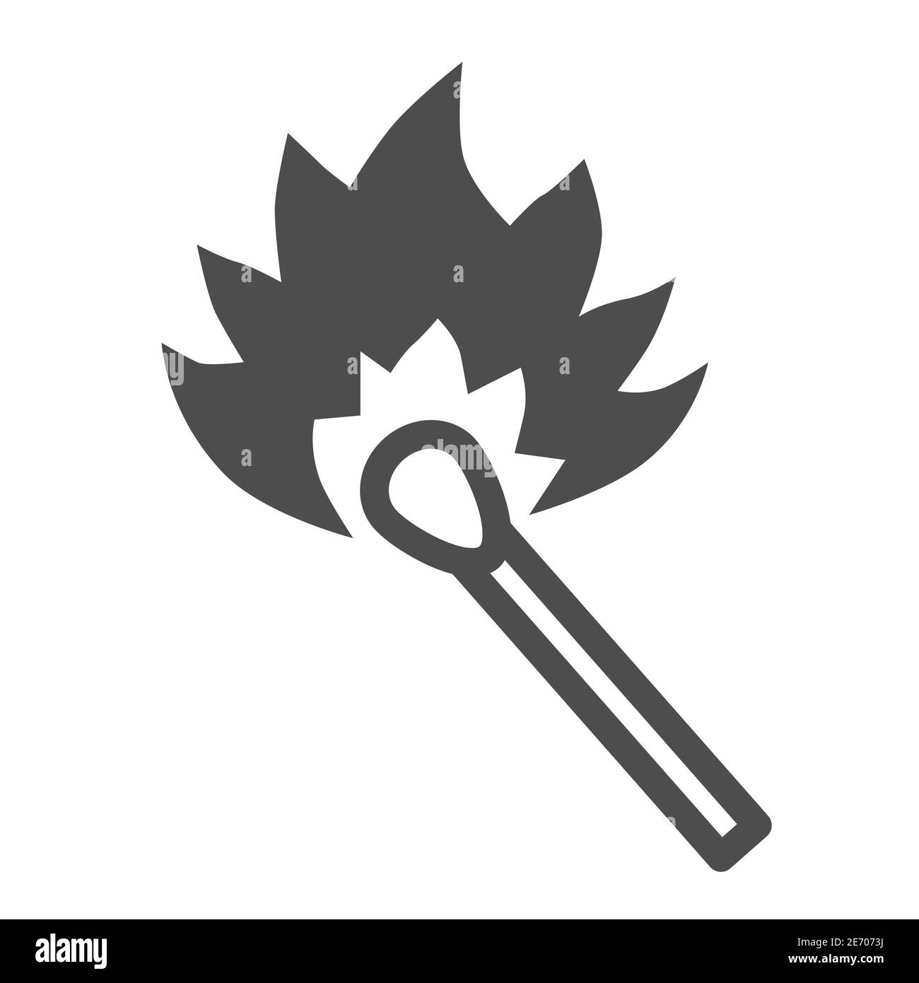 Icône de ligne de match brûlante, concept de pique-nique, allumette avec signe de flamme sur fond blanc, allumette de feu pour icône de feu de joie dans le style de contour pour mobile Illustration de Vecteur