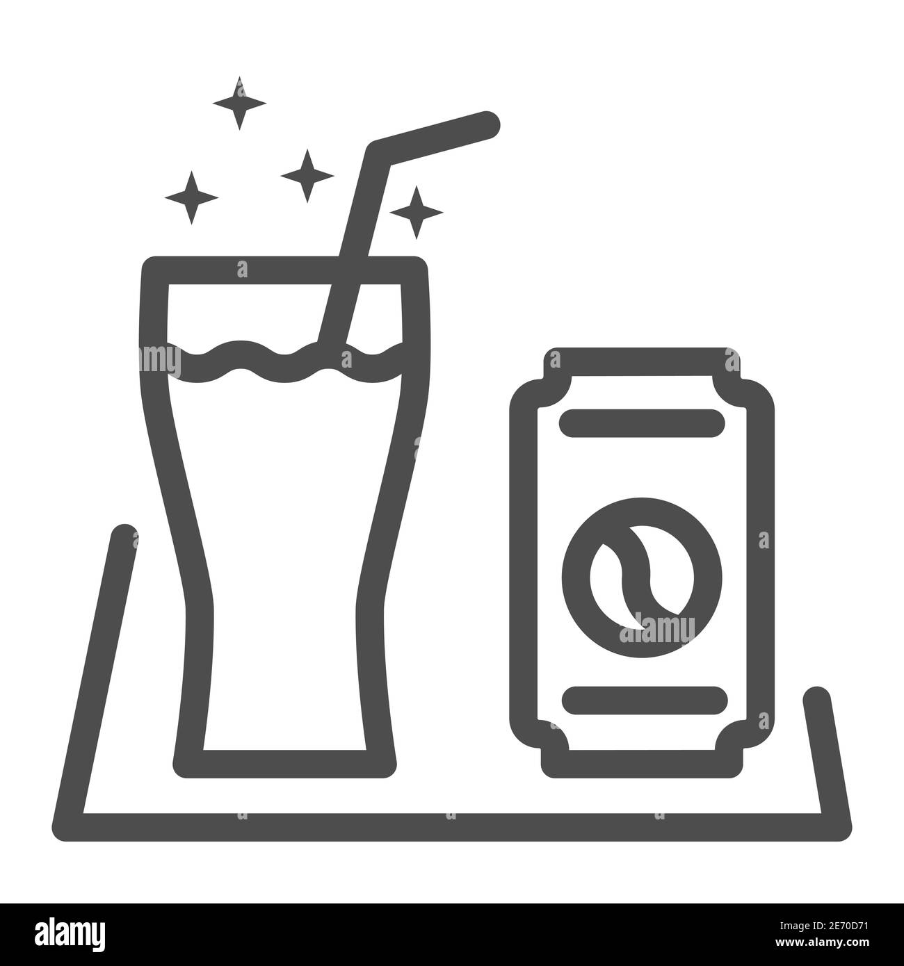 Icône de la ligne des boissons gazeuses, concept pique-nique, boîte de boissons gazeuses et verre avec panneau de tube sur fond blanc, boisson en conserve avec icône de verre dans le style de contour pour mobile Illustration de Vecteur