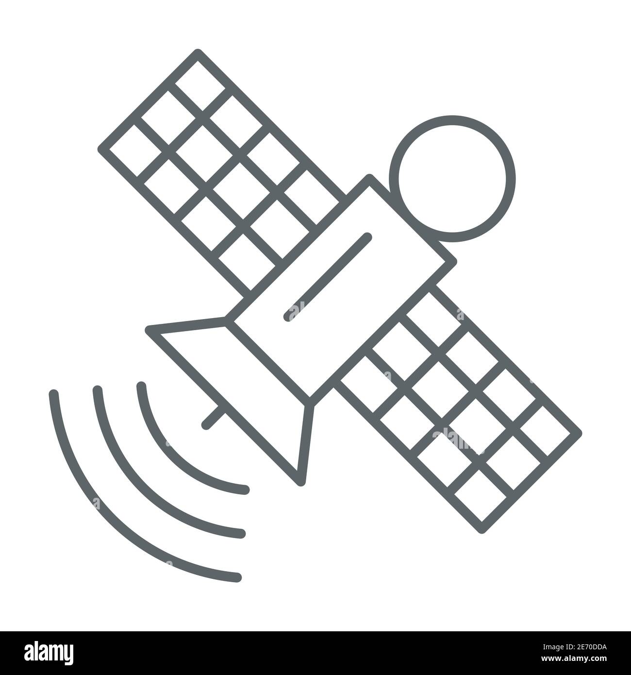 Station spatiale icône de ligne mince, concept d'espace, signe de satellite de communication sur fond blanc, icône de station spatiale en orbite dans le style de contour pour mobile Illustration de Vecteur