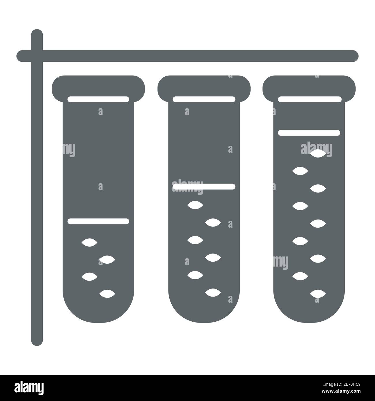 Tubes à essai avec icône solide liquide, recherche chimique et concept scientifique, panneau d'équipement de laboratoire sur fond blanc, icône de tubes à essai de laboratoire Illustration de Vecteur