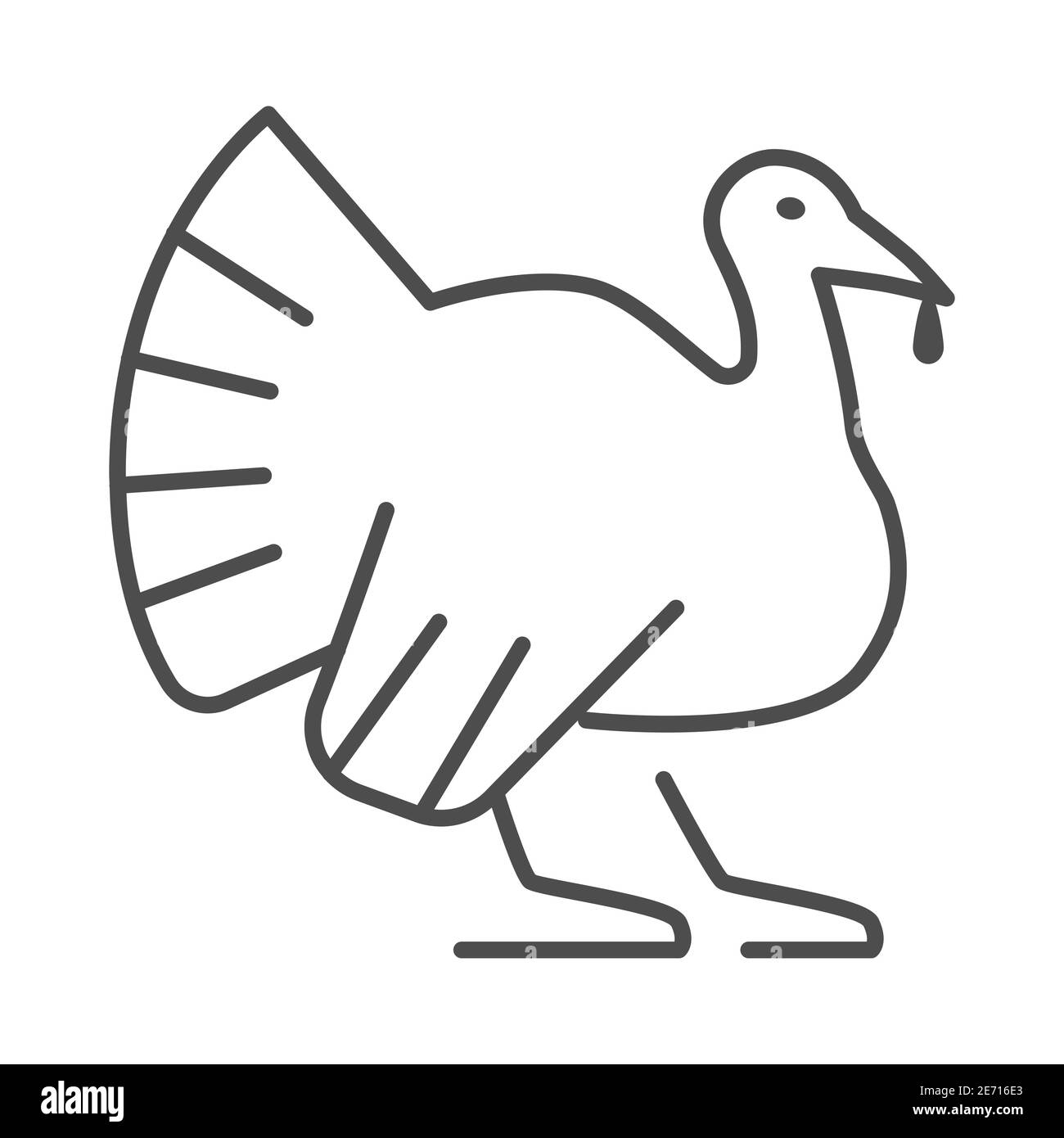 Icône de ligne mince de dinde, concept d'animaux de ferme, signe d'oiseau de ferme sur fond blanc, icône de silhouette de dinde dans le style de contour pour le concept mobile et le Web Illustration de Vecteur