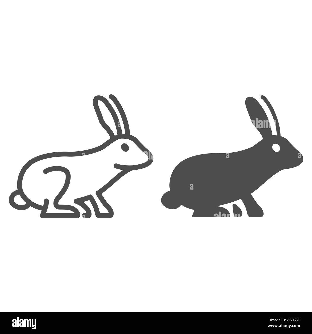 Ligne de lapin et icône pleine, concept d'animaux, signe de lièvre sur fond blanc, icône de silhouette de lapin dans le style de contour pour le concept mobile et le web design Illustration de Vecteur