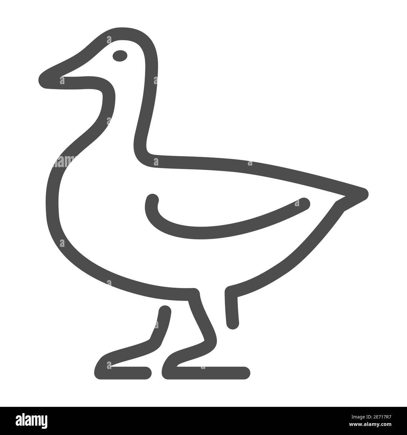 Icône de la ligne de canard, concept d'animaux de ferme, signe de volaille domestique sur fond blanc, icône de silhouette d'oiseau de canard dans le style de contour pour le concept mobile et le Web Illustration de Vecteur