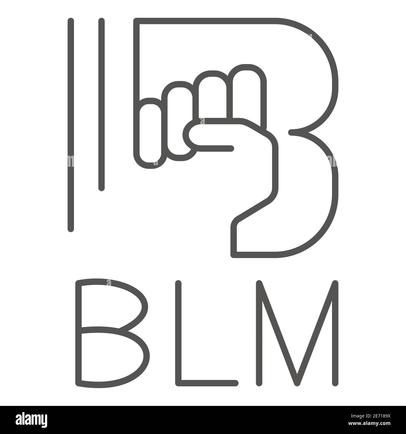 Les vies noires comptent avec une icône en forme de ligne fine, Black Lives Matter concept, pas de violence contre les noirs signe sur fond blanc, affiche de protestation Illustration de Vecteur