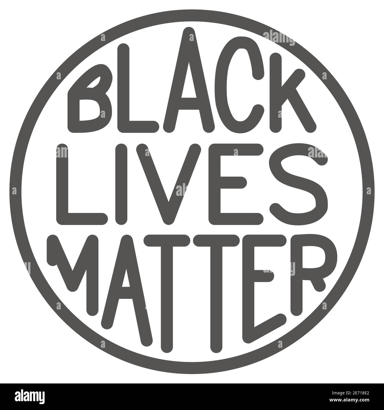 Black Lives Matter poster in Round frame line Icon, BLM concept, BLM poster signe sur fond blanc, bannière de protestation sur les droits humains des personnes noires Illustration de Vecteur