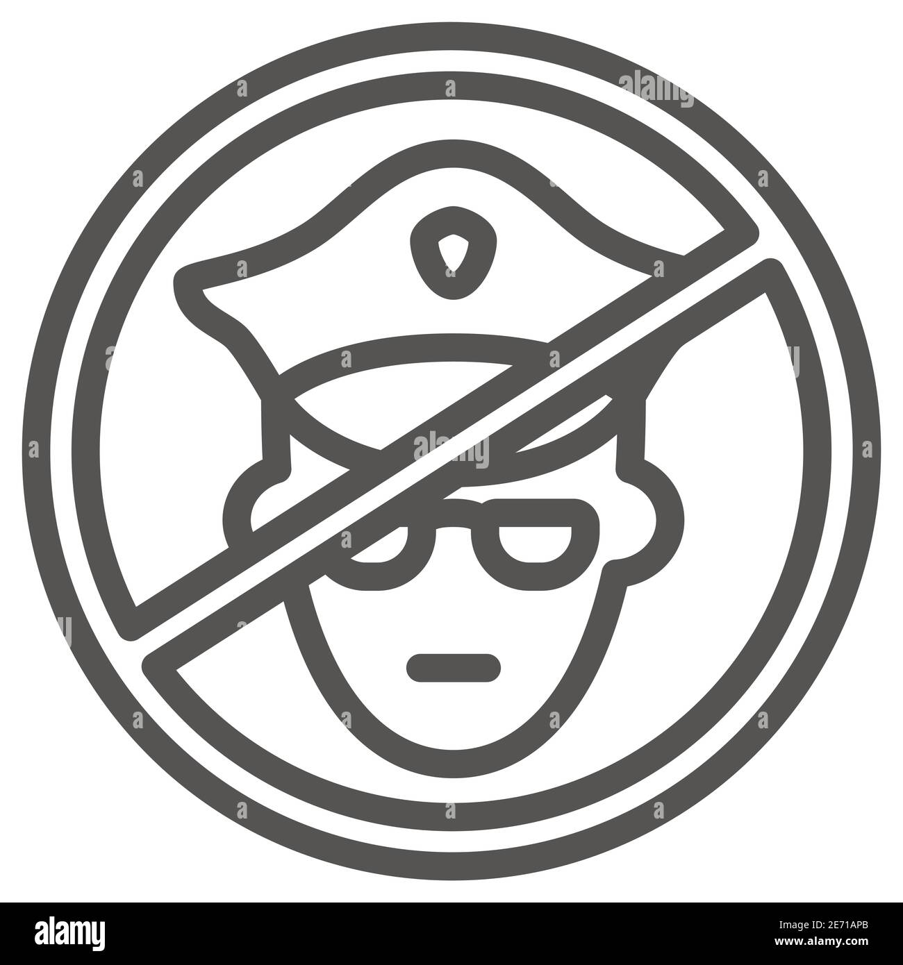 Aucune icône de police, concept Black Lives Matter, symbole de protestation sur le droit humain des personnes noires signe sur fond blanc, aucune icône d'officier militaire Illustration de Vecteur