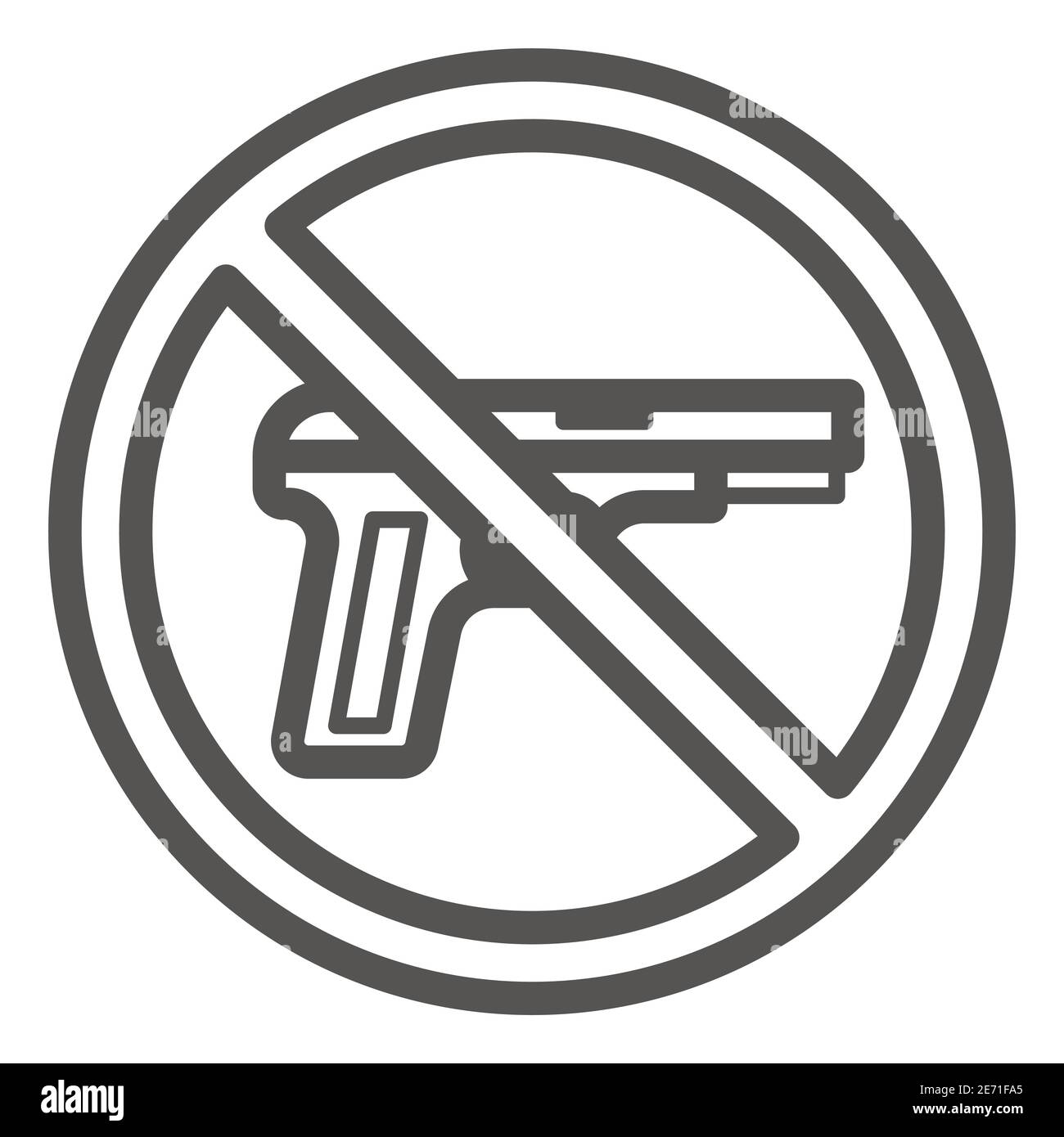 Icône de la ligne d'armes à feu, concept de la matière de la vie noire, pas d'armes à feu ou d'avertissement d'armes sur fond blanc, entourez le signe interdit d'armes à feu dans le contour Illustration de Vecteur