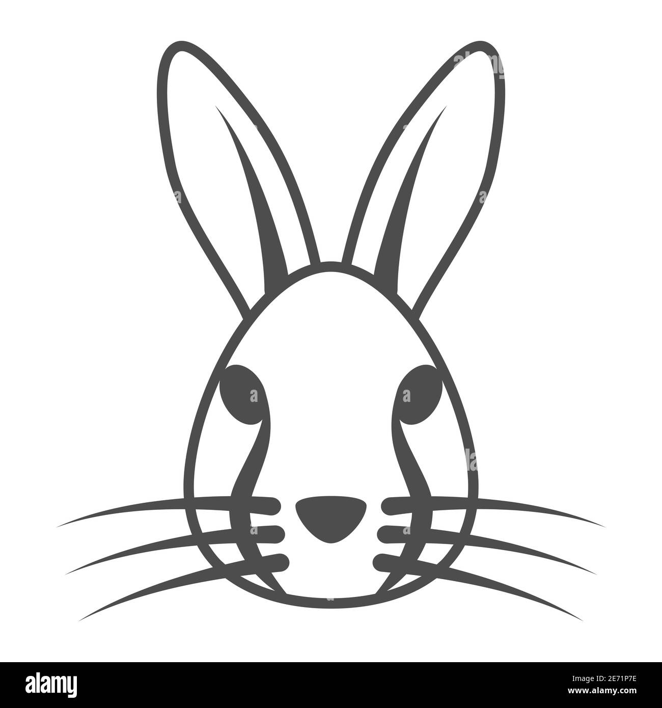 Icône de ligne mince de tête de lapin, concept d'animaux, enseigne de tête de lièvre sur fond blanc, icône de silhouette de visage de lapin dans le style de contour pour le concept mobile et Illustration de Vecteur