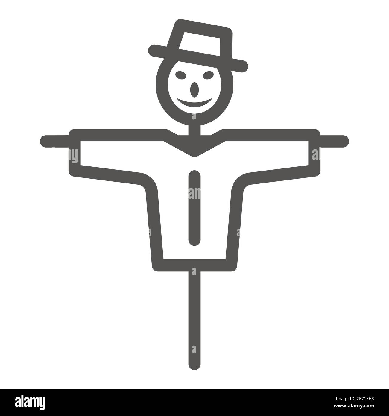 Icône de ligne de carecrow, concept de jardin et de jardinage, panneau de garde effrayant de jardin sur fond blanc, icône de scarecrow de ferme dans le style de contour pour mobile Illustration de Vecteur