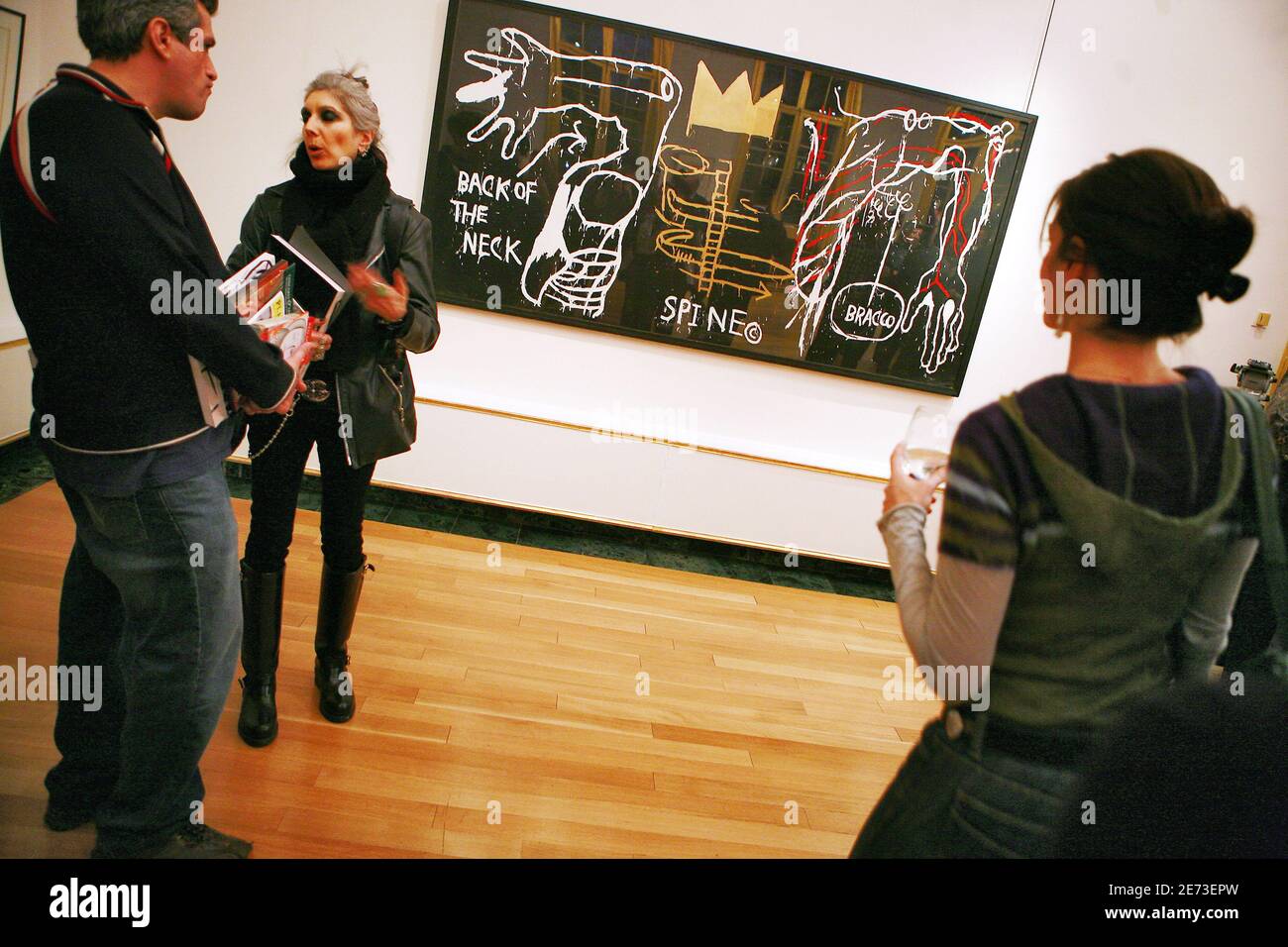 Une vue sur l'exposition Jean-Michel Basquiat 'PIECES from Private French  Collection', qui s'est tenue aux Services culturels de l'Ambassade de  France à New York, NY, Etats-Unis, le 3 mars 2007. Photo de
