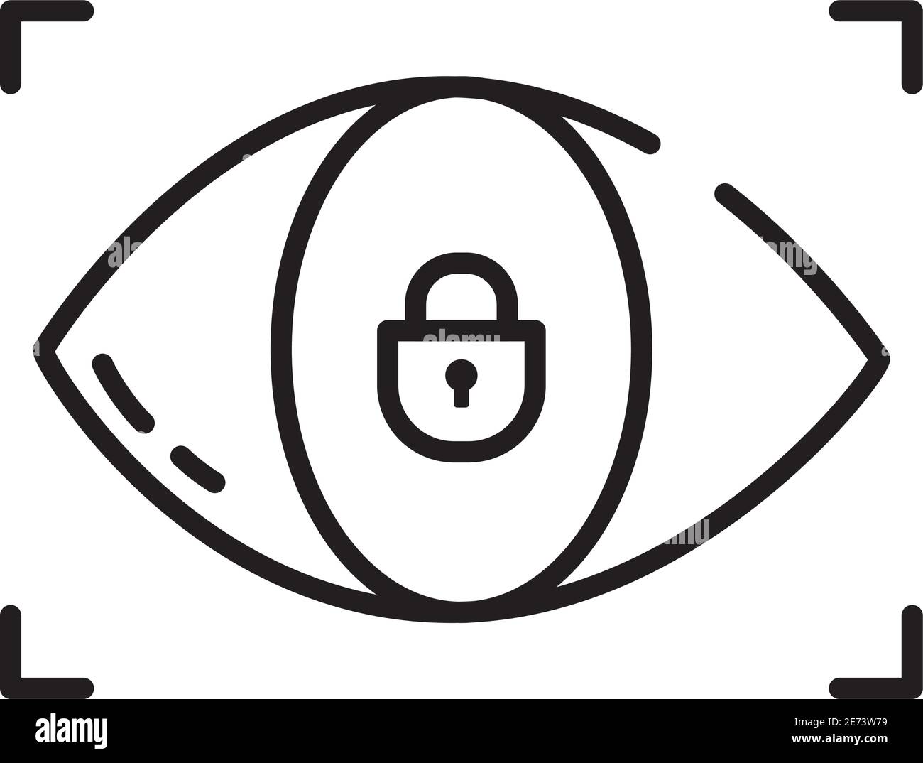 icône de symbole de sécurité de l'œil de numérisation sur fond blanc, style demi-ligne, illustration vectorielle Illustration de Vecteur