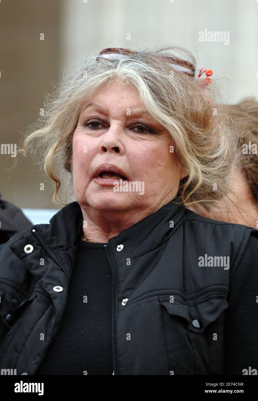 Brigitte Bardot, actrice française et célèbre militante des droits des animaux, assiste à une manifestation sur les droits des animaux qui s'est tenue devant le Panthéon à Paris, en France, le 24 mars 2007. Photo de Nicolas Khayat/ABACAPRESS.COM Banque D'Images