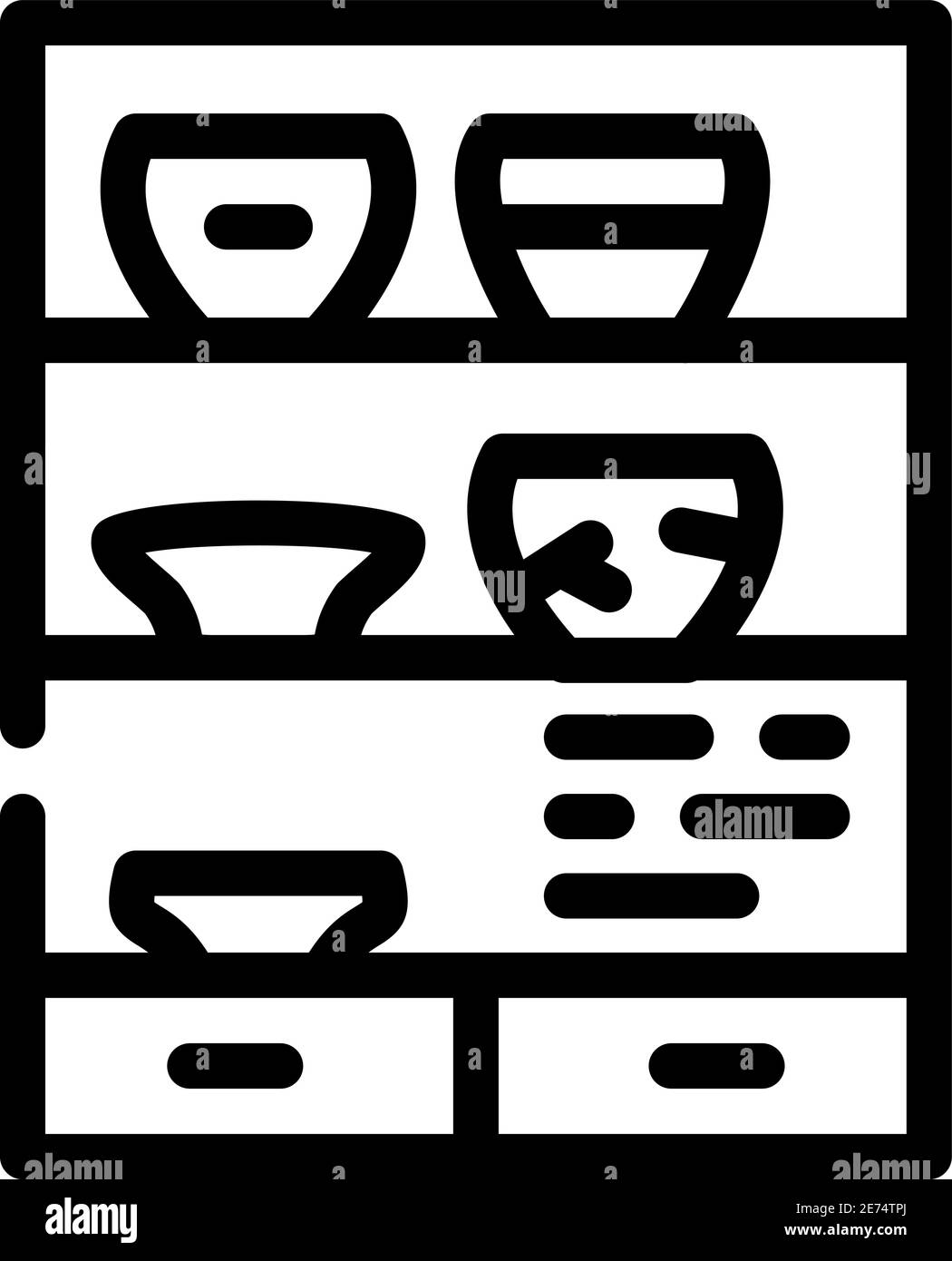 illustration vectorielle icône de la ligne d'exposition du musée de la poterie Illustration de Vecteur