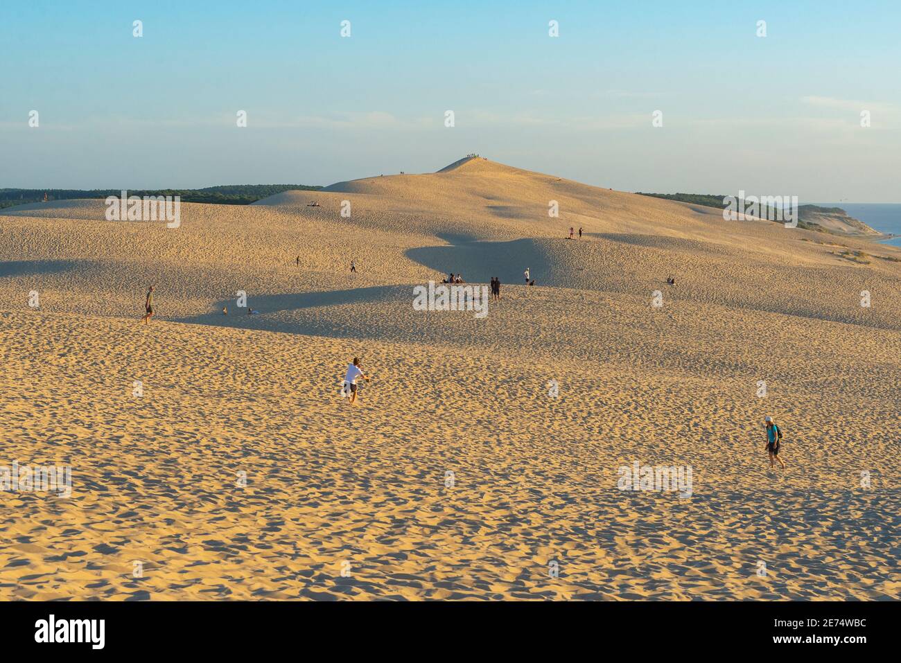 Coucher de soleil sur la Dune du Pilat. Pyla-sur-Mer, Landes, France. La dune de Pilat est la plus haute dune de sable d'Europe Banque D'Images