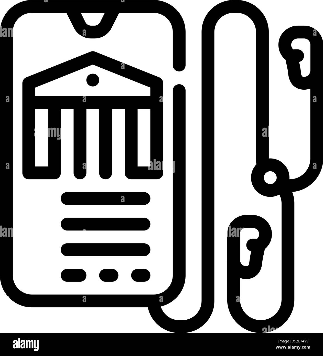 illustration vectorielle de l'icône de la ligne de musée du guide audio Illustration de Vecteur