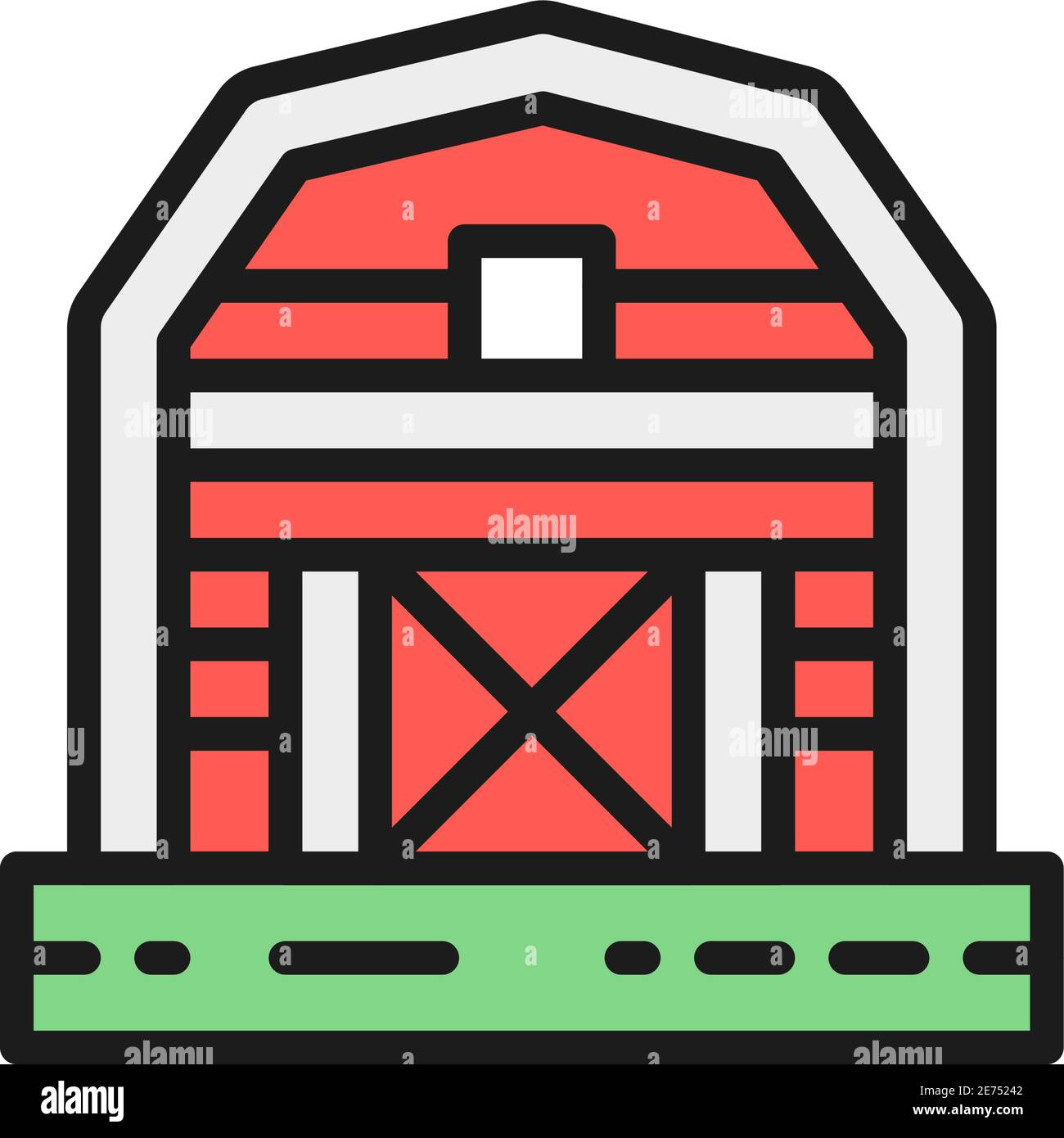 Ferme grange, serre, campagne couleur icône. Isolé sur fond blanc Illustration de Vecteur