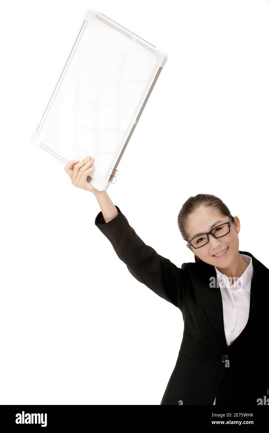 Femme d'affaires avec tableau blanc photo de haute qualité Banque D'Images