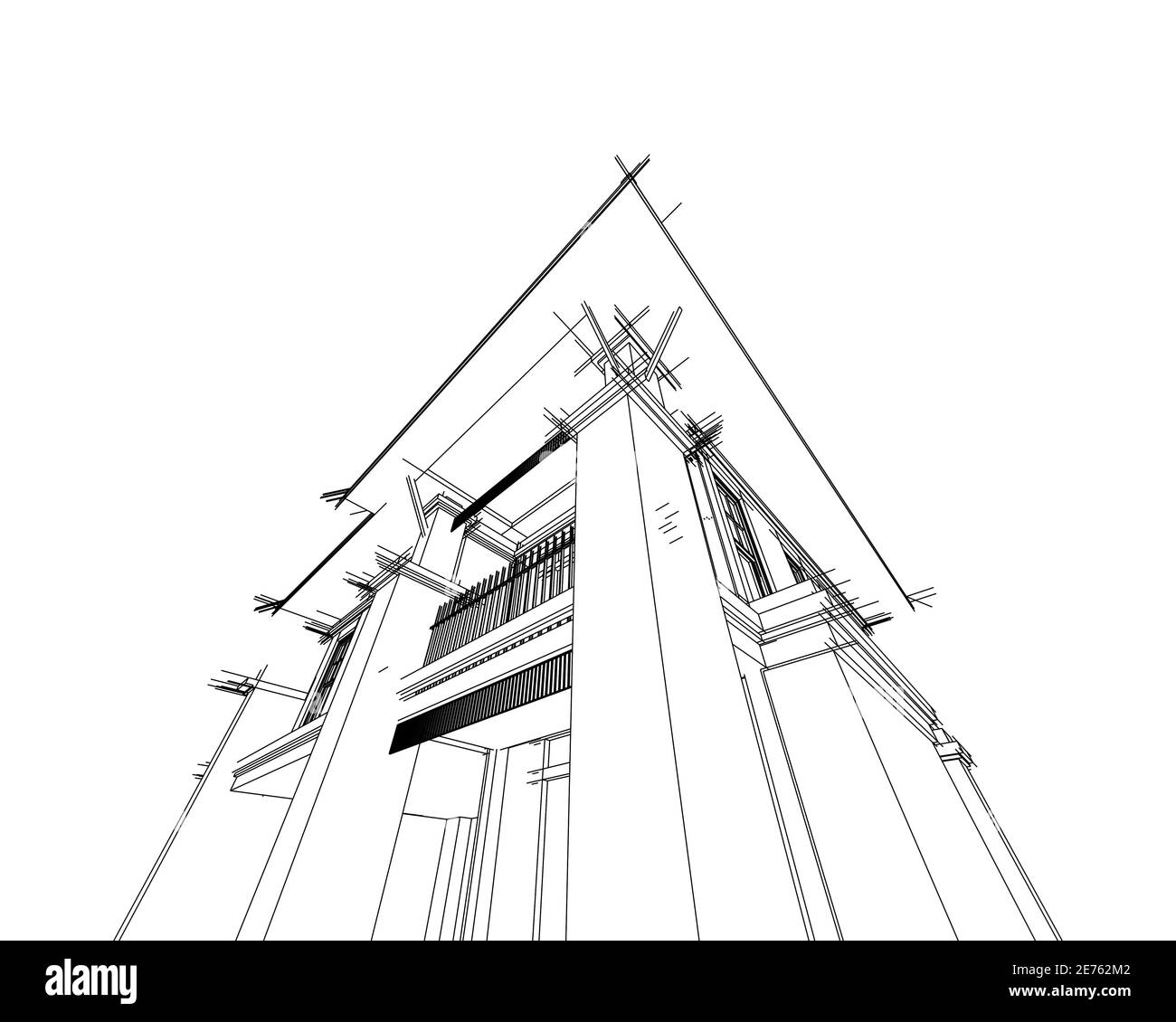 Architecture 3D filaire abstraite. Banque D'Images