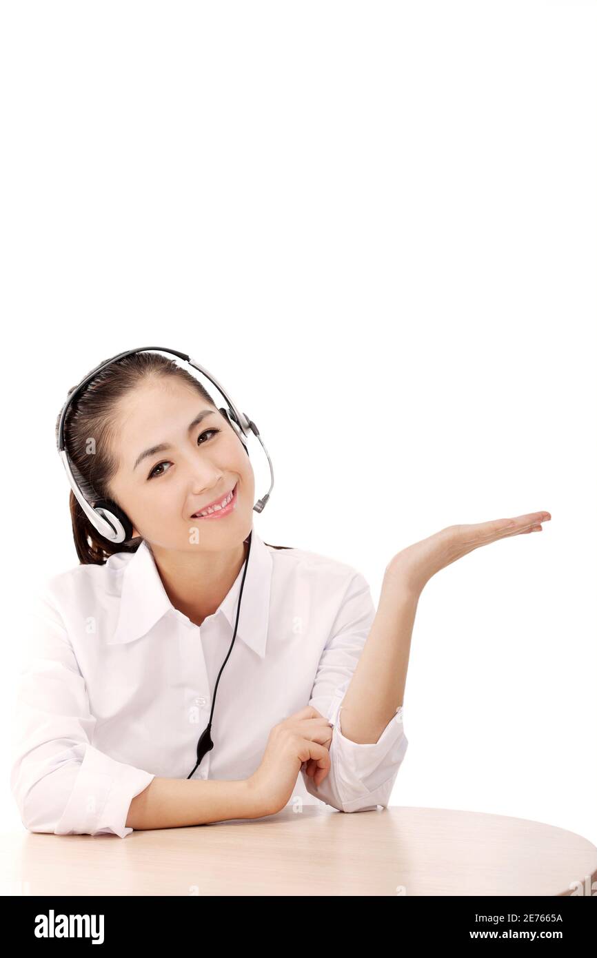 Femme d'affaires portant un casque photo de haute qualité Banque D'Images