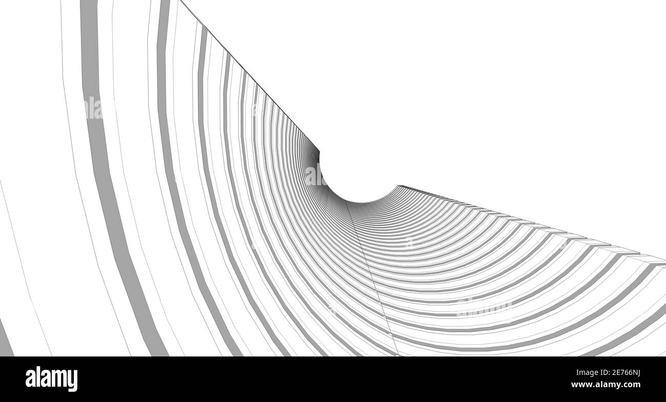 Structure filaire de bâtiment 3D abstraite. Illustration construction idée graphique , idée d'esquisse architecturale. Banque D'Images