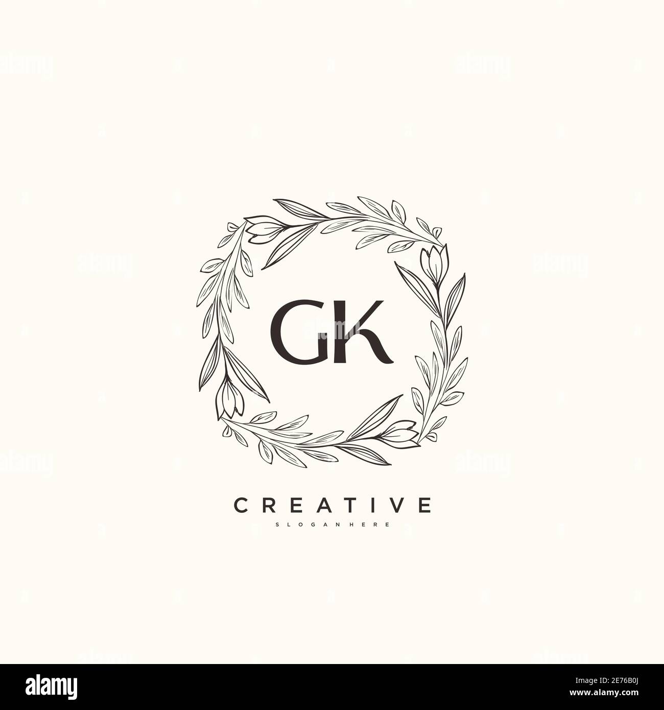 GK Beauté vecteur logo initial art, écriture logo de la signature initiale,  mariage, mode, bijoux, boutique, floral et botanique avec la température  créative Image Vectorielle Stock - Alamy