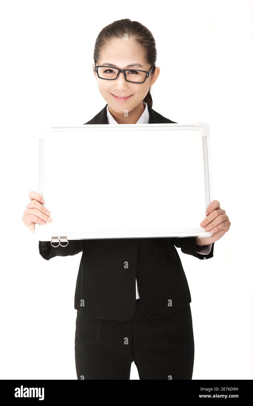 Femme d'affaires avec tableau blanc photo de haute qualité Banque D'Images