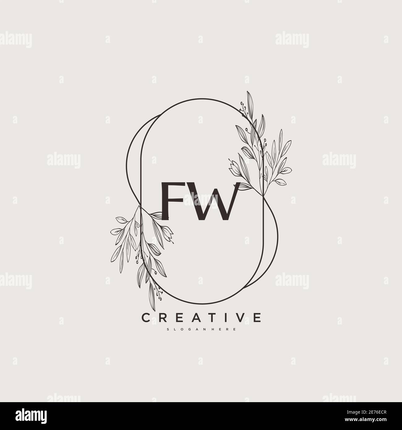 FW Beauté vecteur logo initial art, écriture logo de la signature initiale, mariage, mode, bijoux, boutique, floral et botanique avec la température créative Illustration de Vecteur