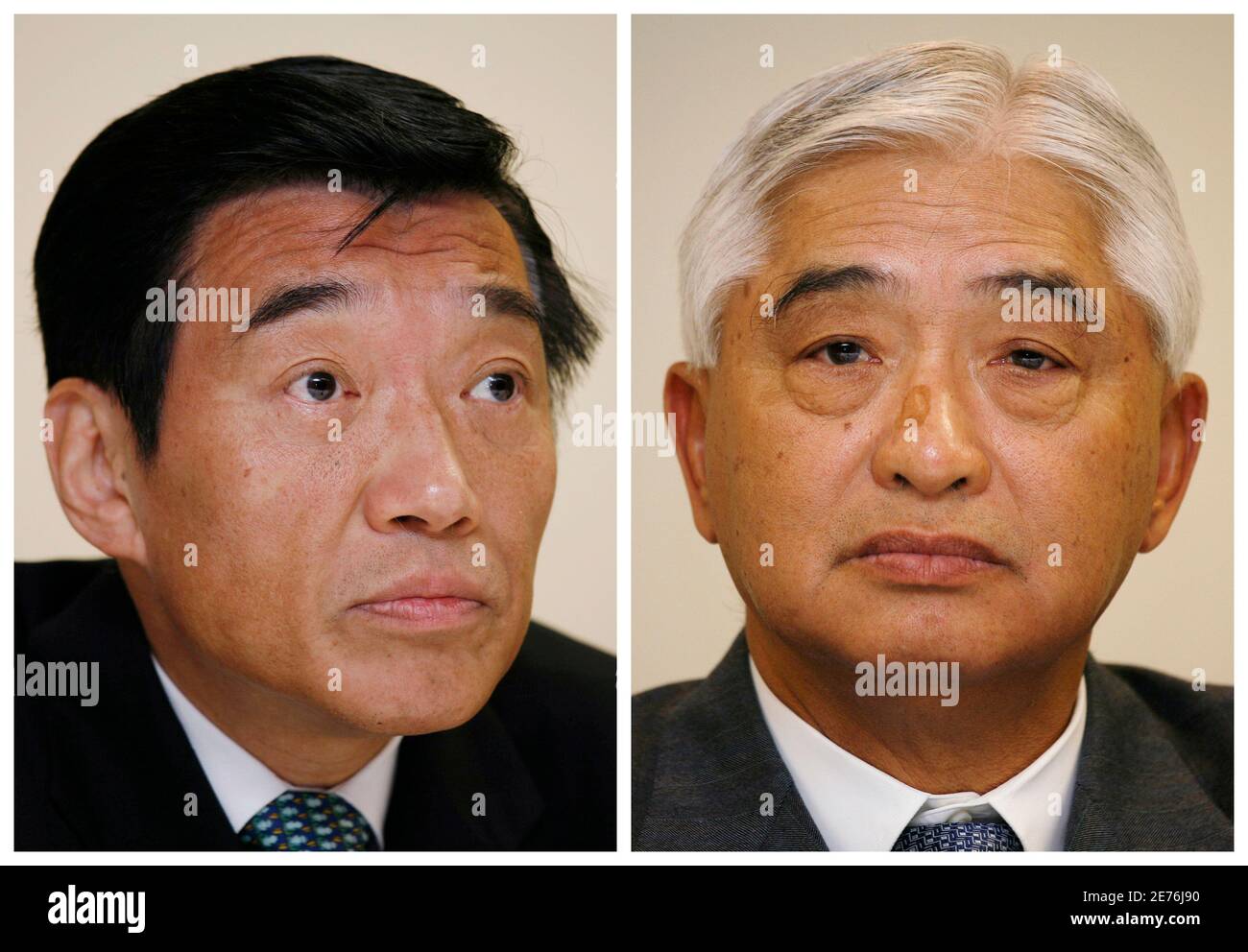 This Combo Picture Shows Citic Pacific Chairman Larry Yung R And Managing Director Henry Fan Attending A News Conference In Hong Kong March 25 2009 Beijing Backed Citic Pacific Which Posted A 1 9
