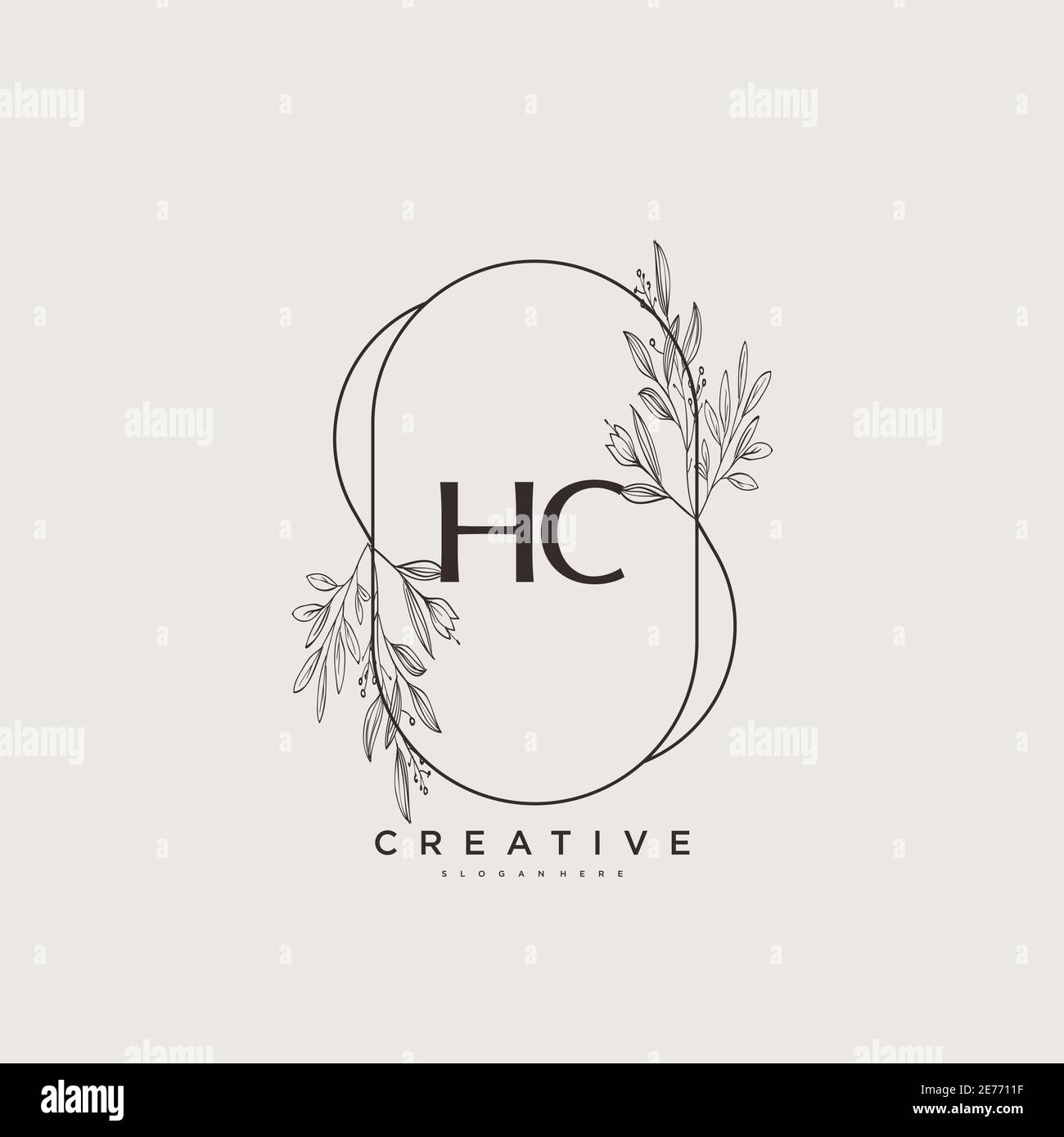 HC Beauty vector initial logo art, écriture logo de la signature initiale, mariage, mode, bijoux, boutique, floral et botanique avec la température créative Illustration de Vecteur